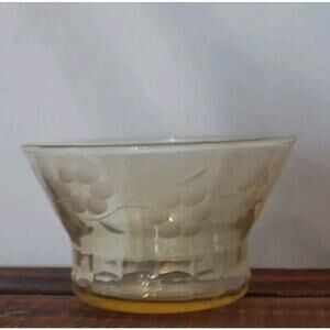 Vintage Lancaster Yellow Jubilee Etched Custard Cup Depression Glass